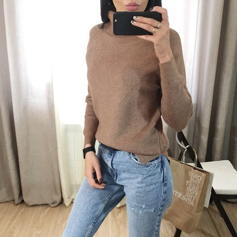 GIGOGOU Turtleneck Autmn Winter Warm Women Pullover Sweater Thick Soft Jumper Loose Casual Female | Женская одежда