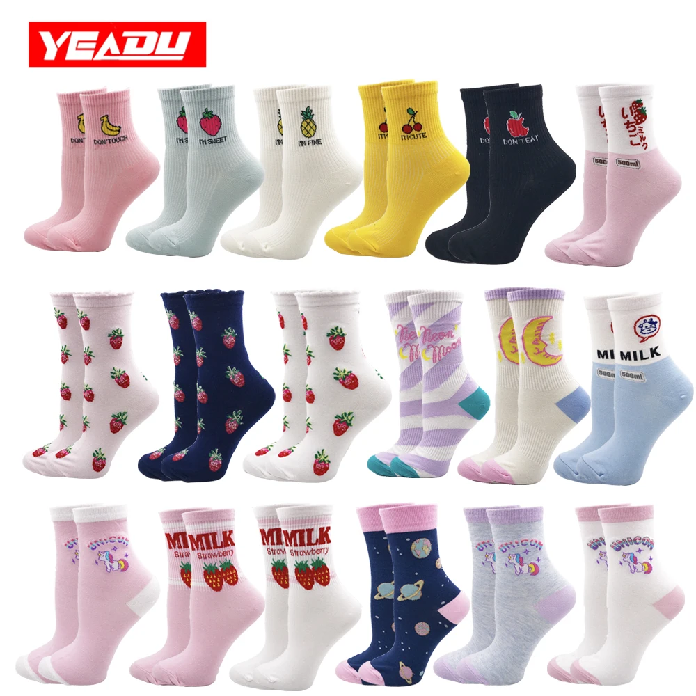 Женские летние носки YEADU милые розовые в стиле Харадзюку с милым мультяшным