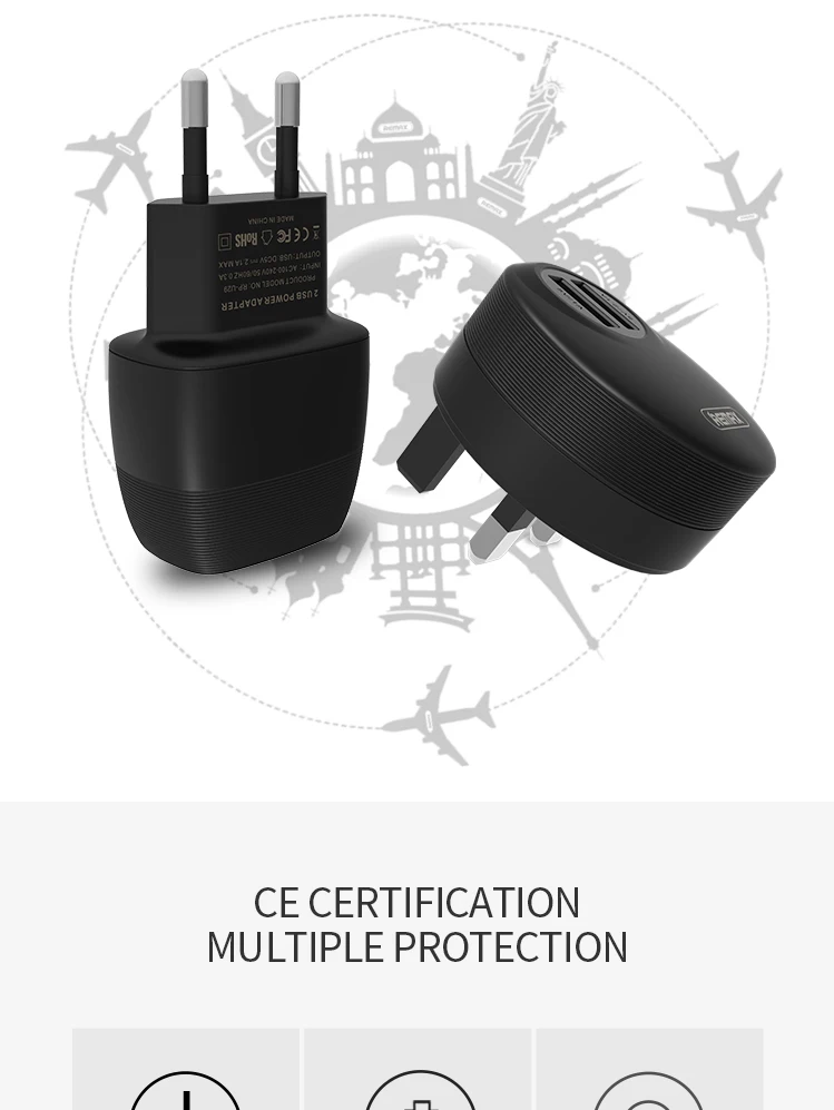 Зарядное устройство remax Flinc 2 USB для iPhone Xs max XR X 8 7 6 8s 7s 6s plus 5 5S SE iPad air 2 mini Быстрая зарядка 2.1A адаптер