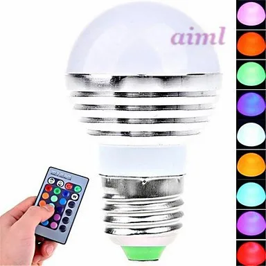 E26/E27 3 W светодиодный 180 LM RGB светодиодные круглые лампы с дистанционным