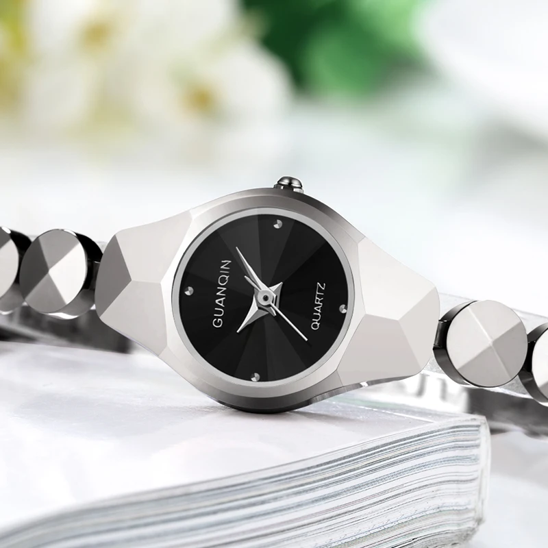Топ бренд класса люкс GUANQIN женские часы модные Relogio Feminino вольфрамовые Стальные