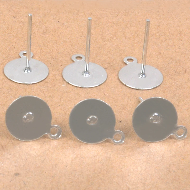 100 шт. золотые пустые серьги из нержавеющей стали шпильки с петлей 6/8 мм плоский