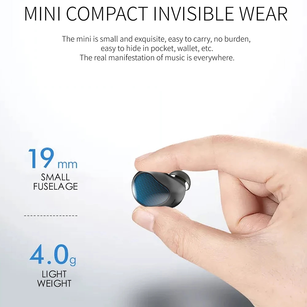 Беспроводной наушники вкладыши TWS с V5.0 Bluetooth глубокий бас стерео звук Шум