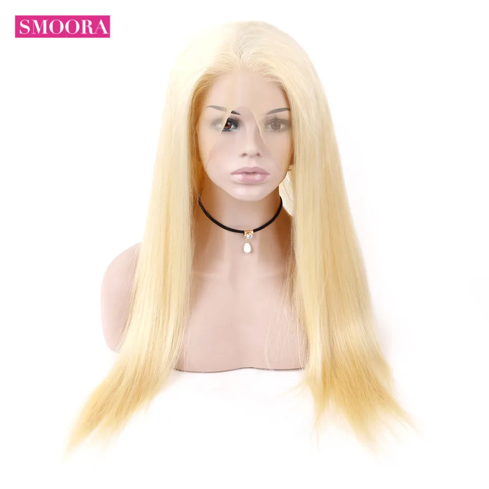 Смоора полный блонд 613 # цвет бразильский Remy человеческие волосы кружева передние