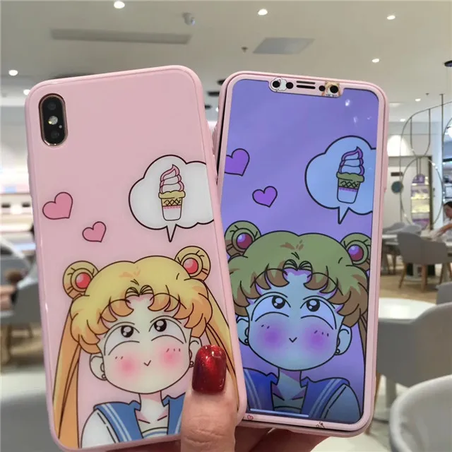 9 H 3D протектор экрана из закаленного стекла для iPhone X XS Max XR 6 6 S 7 8 Plus с рисунком Сейлор Мун стеклянный чехол для телефона