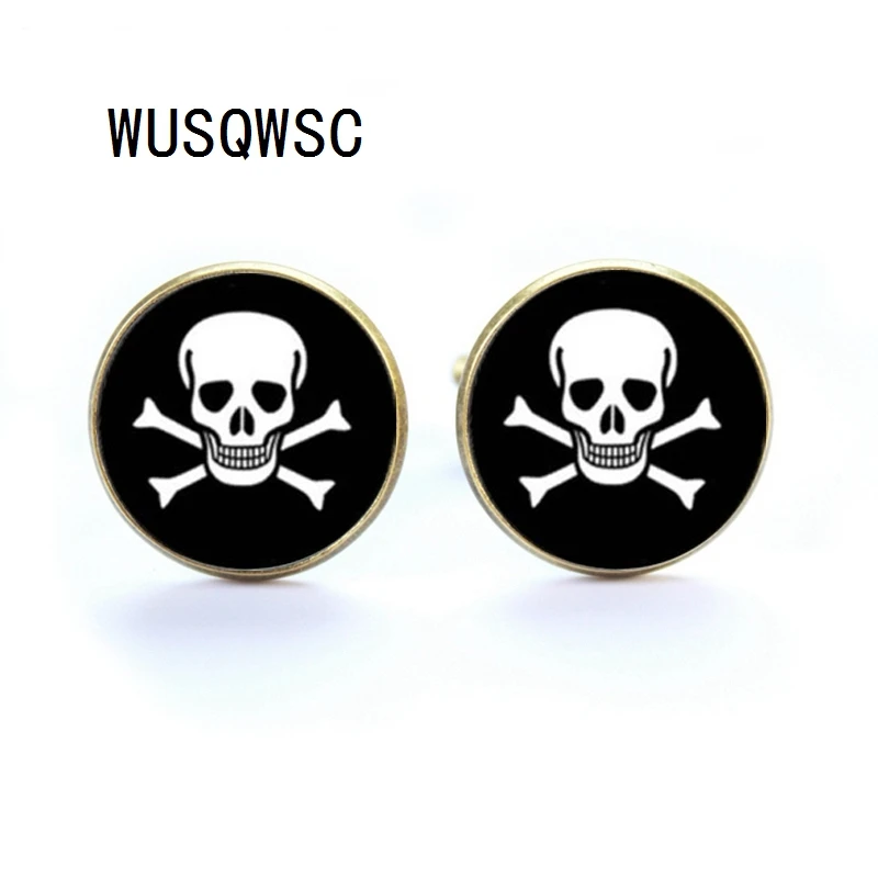 WUSQWSC 2018 новый череп Пиратские запонки запонка для шафера Круглый Фото ювелирные