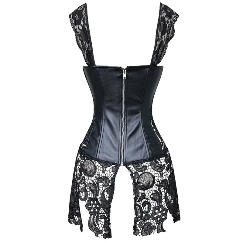Корсет в стиле стимпанк из искусственной кожи готическая одежда черного