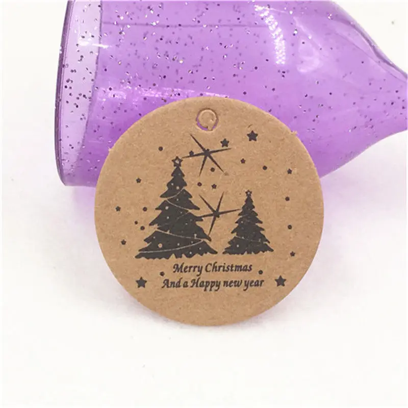 50 шт./лот бумажные Подвески ручной работы с принтом дерева бирки для обручального