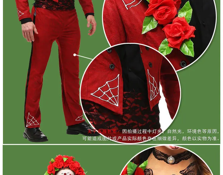 Adult Women Halloween Day Dead Costume Ladies Bridal Long Sleeves Black Scary Skeleton Skull Joker Cosplay Dress Plus for men