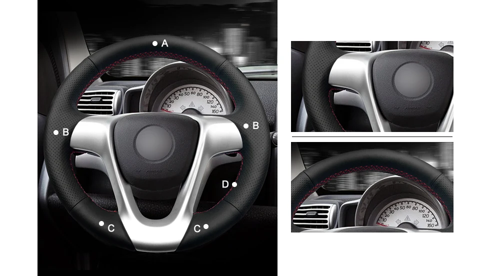 MEWANT черный искусственный кожаный чехол рулевого колеса автомобиля для Smart Fortwo 2009-2013 Smart Forjeremy 2013