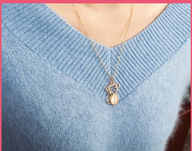 2018 корейская мода креативное Хрустальное инкрустированное Персиковое колье с