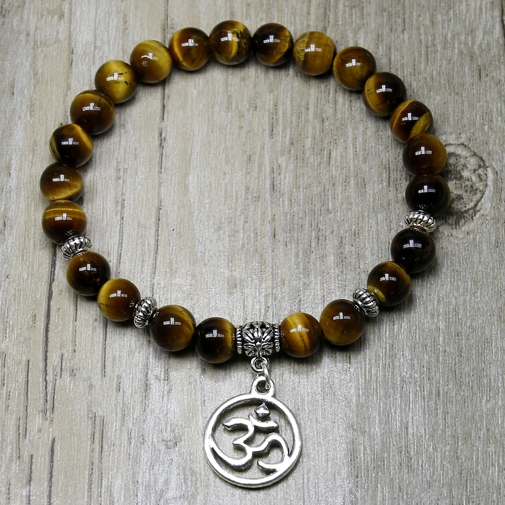 Браслет с натуральными бусинами 8 мм для мужчин и женщин эластичный браслет из