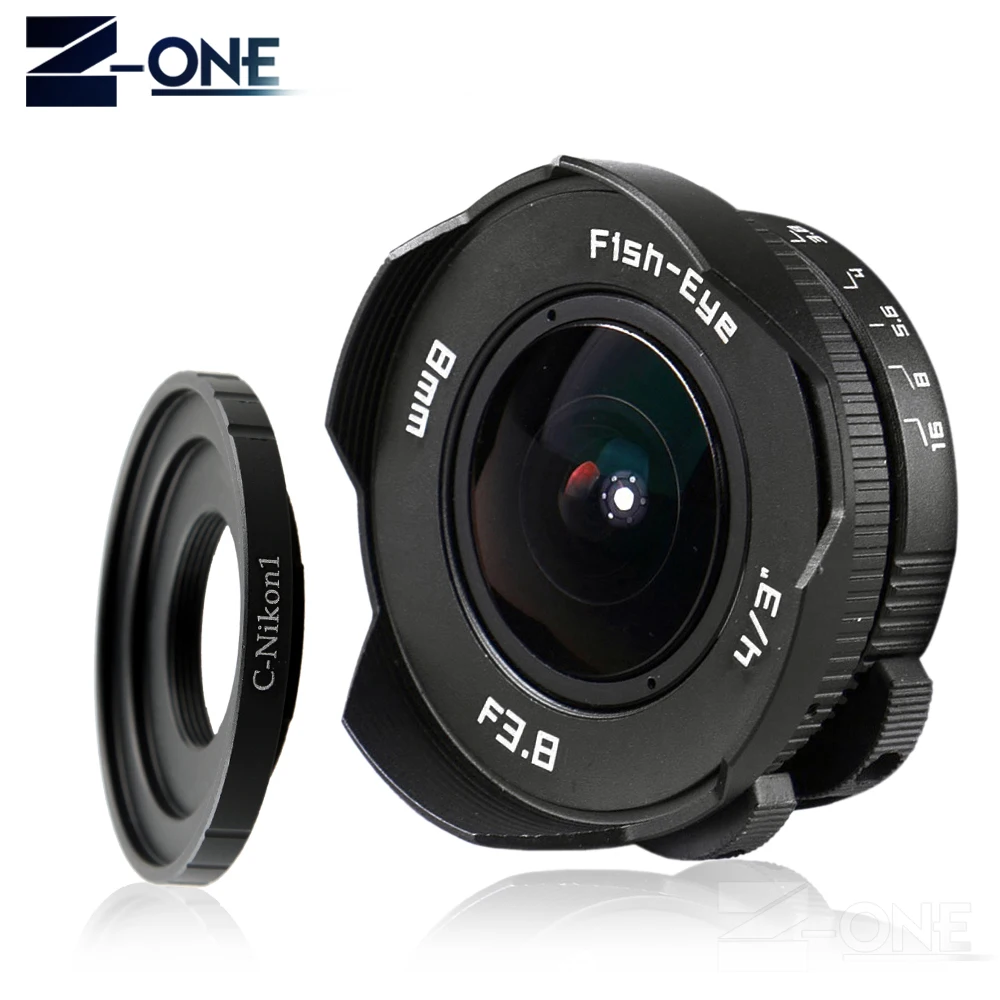 

8mm F3.8 Fish-eye C mount Wide Angle Fisheye Lens Focal length Fish eye Lens Suit For Nikon 1 AW1 V1 V2 V3 J1 J2 J3 J4 J5 S1 S2