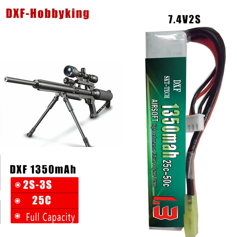 2017 хорошее качество DXF Lipo аккумулятор 2S 7 4 В 1350 мАч 25C AKKU Mini Airsoft Gun Аккумулятор RC