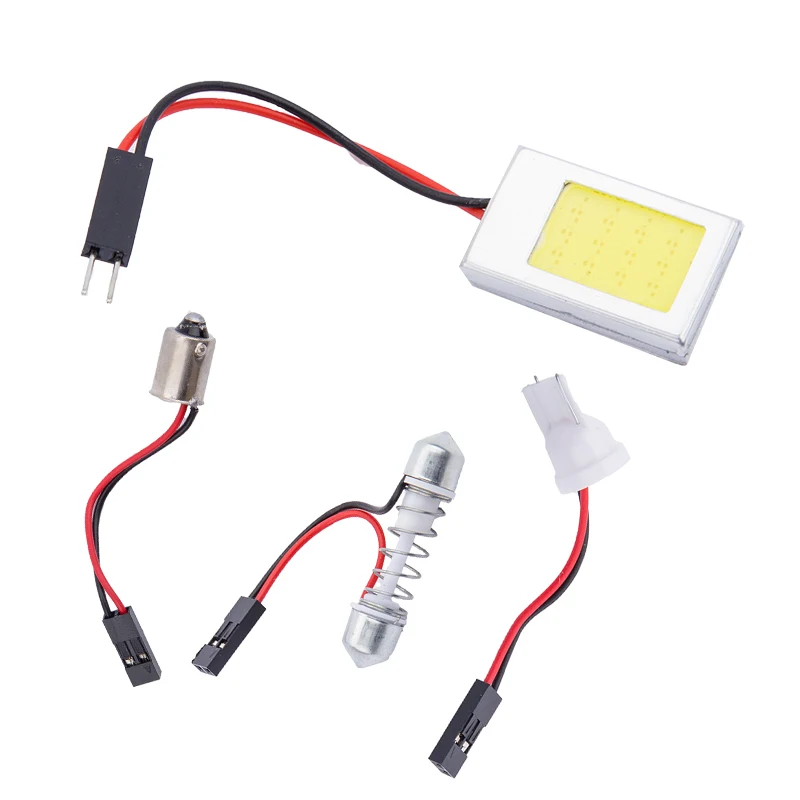 10 шт./лот автомобильный COB Festoon Light с адаптерами T10 C5W W5W BA9S 16 24 36 SMD 12v Внутреннее
