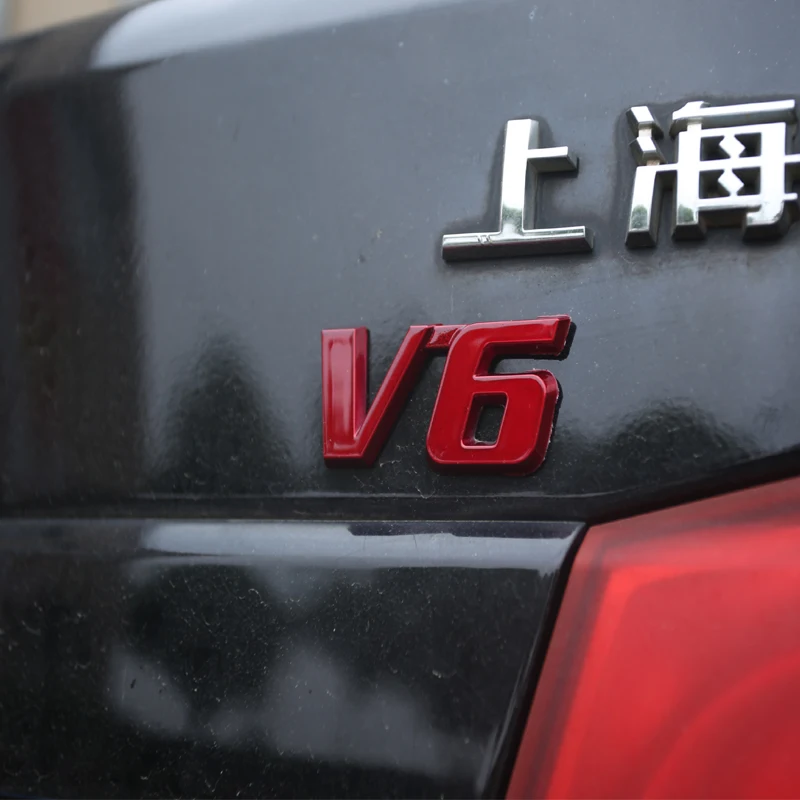 Горящий автомобиль хром металлическая распродажа логотип V6 3D Металлическая