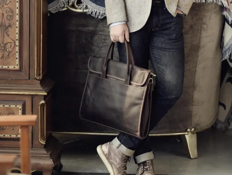 Оригинальный мужской портфель из натуральной кожи винтажная сумка коровьей