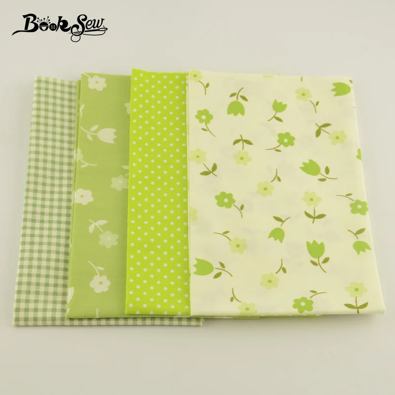 Booksew 100% хлопок 4 шт. разные узоры зеленый цвет шитье женское платье детская одежда