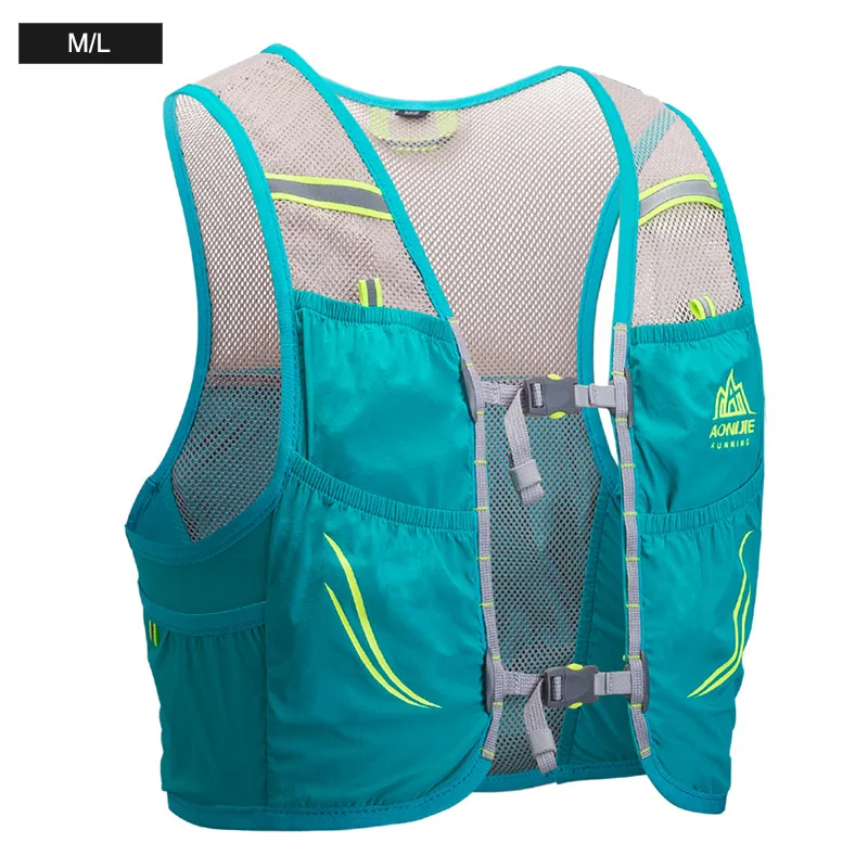 Green-ML AONIJIE 2.5L легкий рюкзак для бега дышащий велосипедный марафон Сверхлегкий походный спортивный мешок 500 мл мягкая фляжка - Цвет: Green-ML