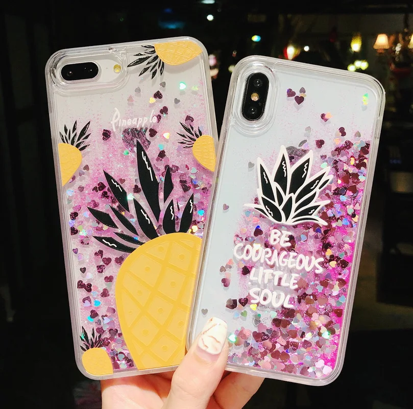 Роскошный блестящий чехол для телефона с изображением ананаса iPhone 5 5S SE 6 6S 7 8 Plus