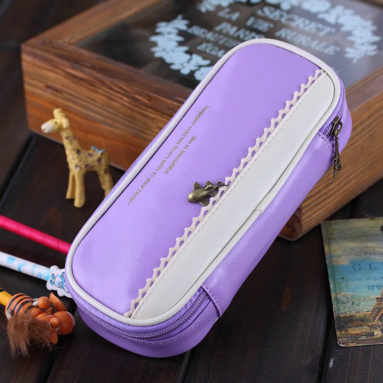 Новый корейский Multi Функция искусственная кожа пенал большой ёмкость Карандаш