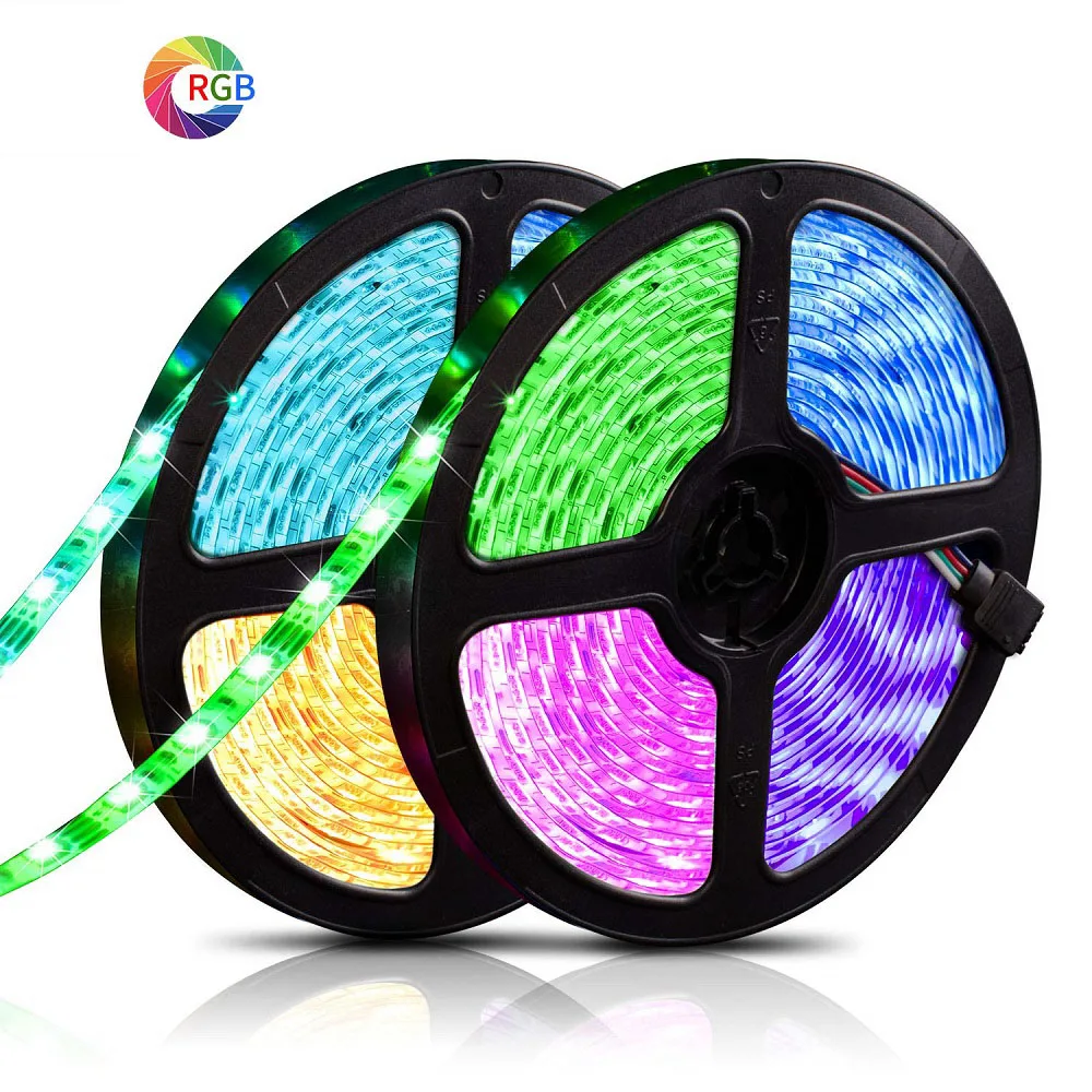 Светодиодная лента с Bluetooth, 5050 RGB, 5 м, водонепроницаемая Диодная лента, ТВ освещение, полосы, контроллер, светодиодный источник питания, 12 В, декоративная, для салона, ПК