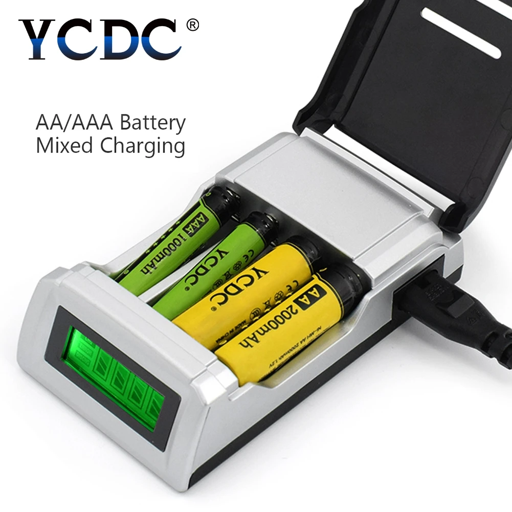 YCDC Универсальное зарядное устройство AA/AAA 4 слота ЖК-дисплей Умный интеллектуальный C905W зарядное устройство для никель-металл-гидридных аккумуляторов