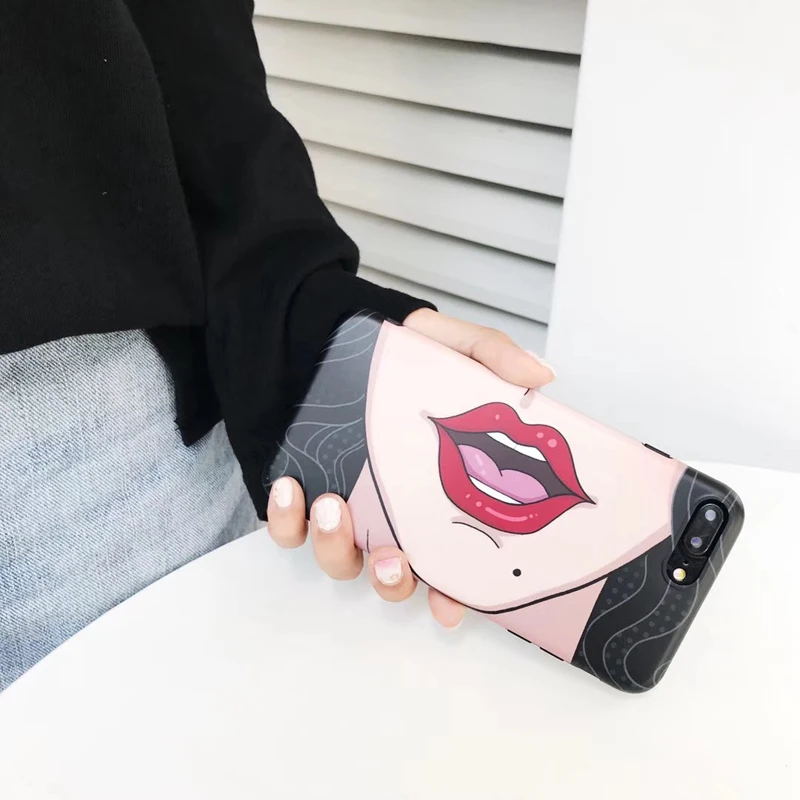 Phone Case Accessories Cover For iPhone 6 6s 7 8 plus x Sexy Girl red Lips Silicone Back for XS XR XSMAX case |