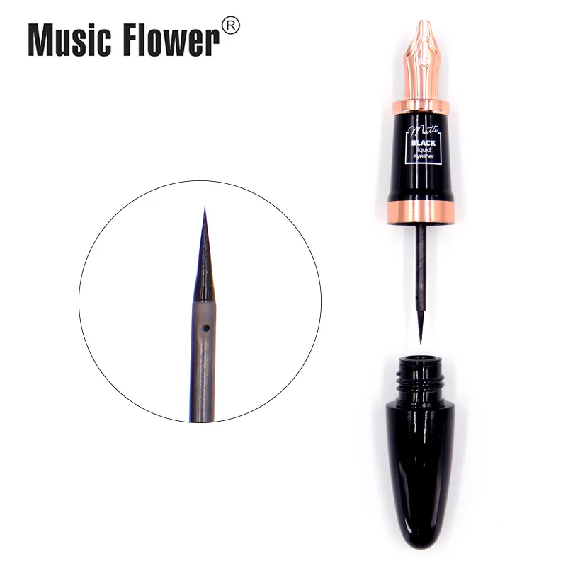 Black Music Flower, очень тонкий матовый карандаш для глаз, водостойкий макияж, черная жидкая подводка для глаз, быстро сохнет, легко носить, 24 часа, долговечный - Цвет: Black