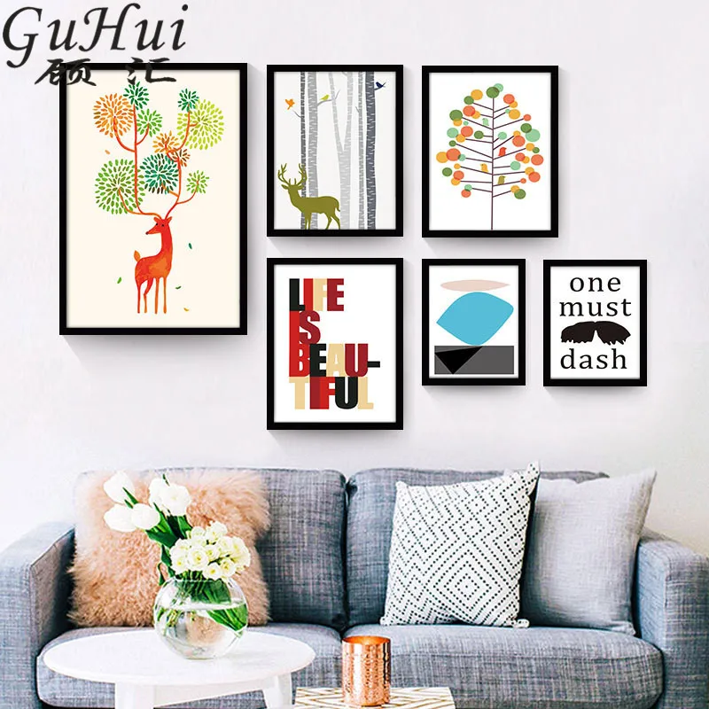 Скандинавский абстрактный природный пейзаж холст печать картина обои