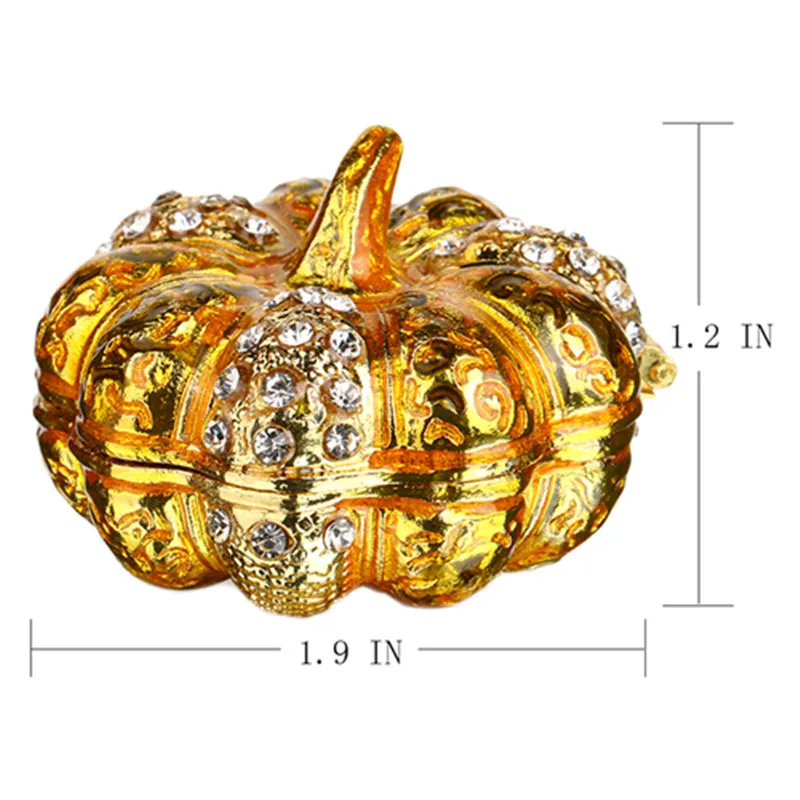 H &amp D Bejeweled Тыква безделушка Коробка орнамент кристалл ручная роспись ювелирные