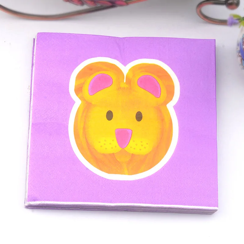 Новинка 20 шт./партия фиолетовый Лев салфетка Детские вечерние Мультяшные