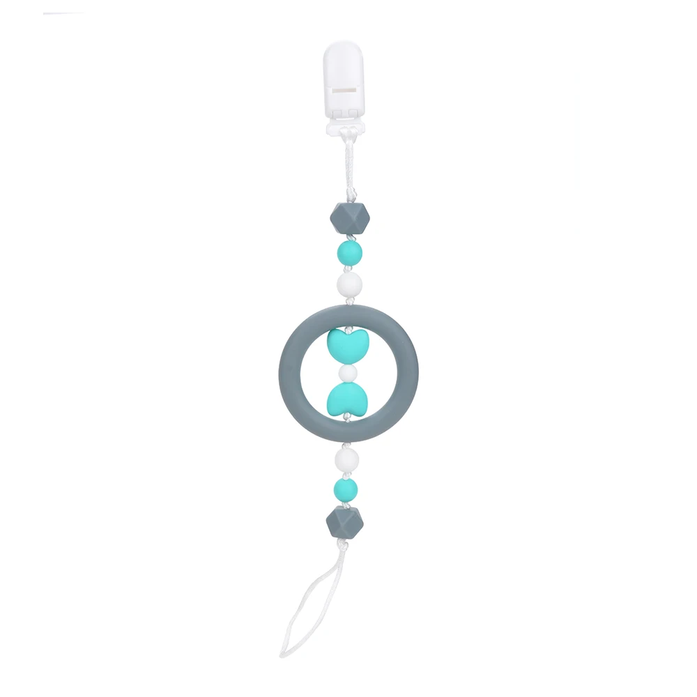 

Silicone Ring Teething Pacifier Clip BPA Free Baby Carrier Teething Accessory Heart Teether Toy Chewable Teething Pacifier Clip