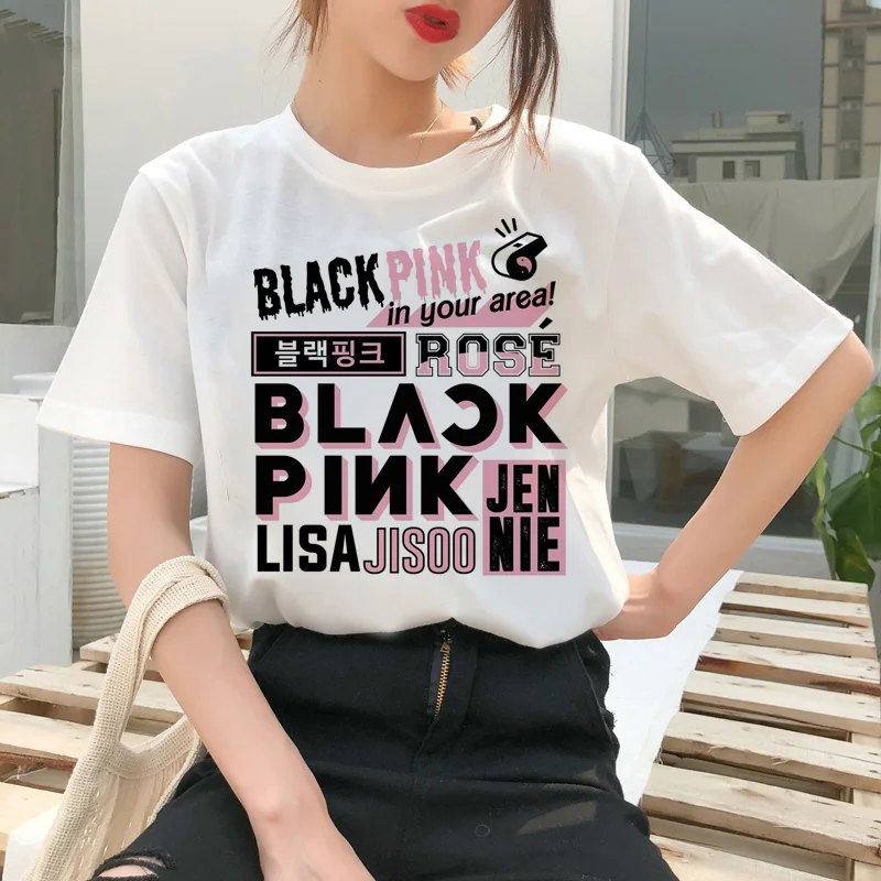 Blackpink Kill This Love Футболка Harajuku LISA JISOO JENNIE ROSE 90s мультяшная футболка женская модная футболка женская футболка Ullzang