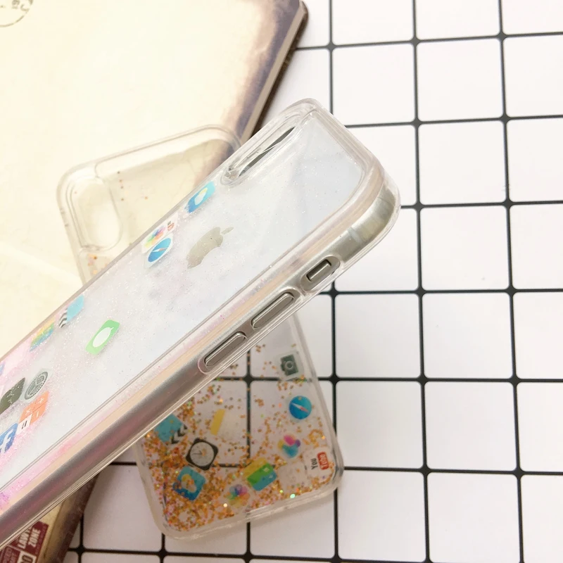 Quicksand Capinha For iPhone 7 7Plus 8 8Plus 6 6s 6Plus Dynamic Liquid Hard PC Case Cover Clear Capa ipone |