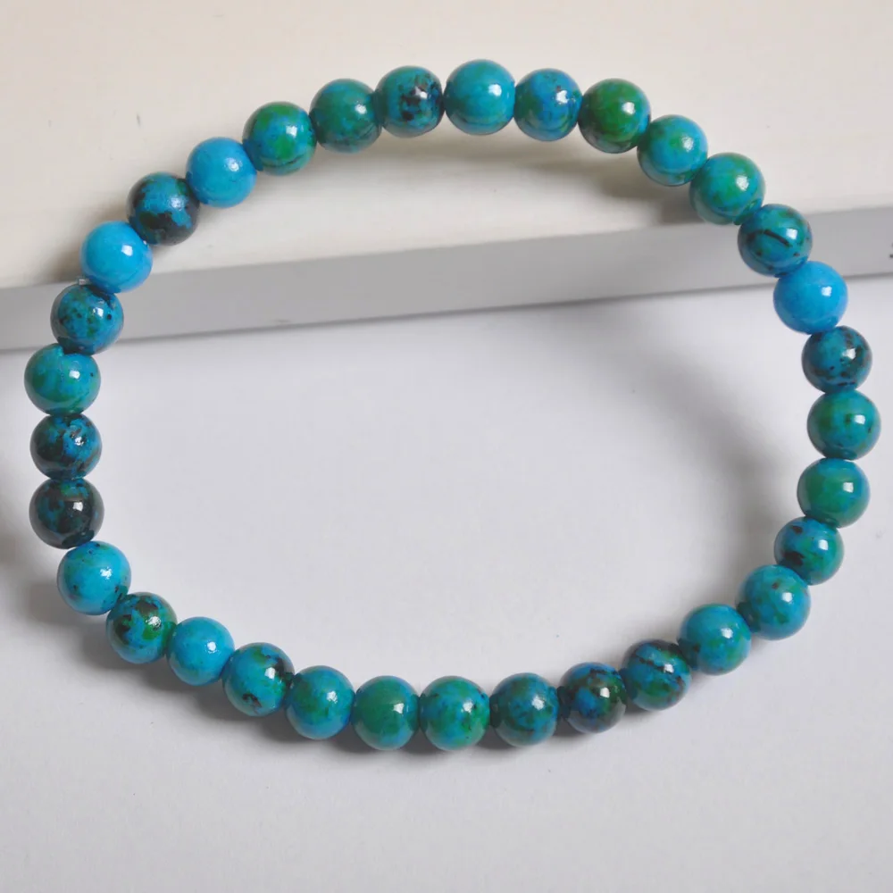 6 мм бразильские Бусы из азурита браслет стрейч 7 5 дюймов ювелирные изделия G631|bead