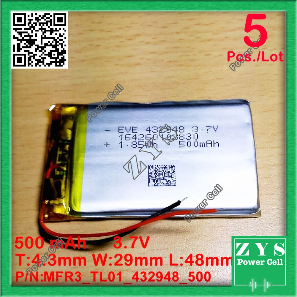5 шт./лот 422948 3 7 в 500 мАч литий полимерная батарея мАч|polymer battery|polymer battery mahpolymer 3.7v |