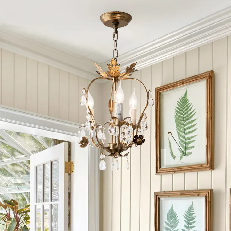 

New Nordic Style Crystal Pendant Lamp Retro Creative Tree Leaves Design Dining Room Bar Cafe Decoration Hanging Lights