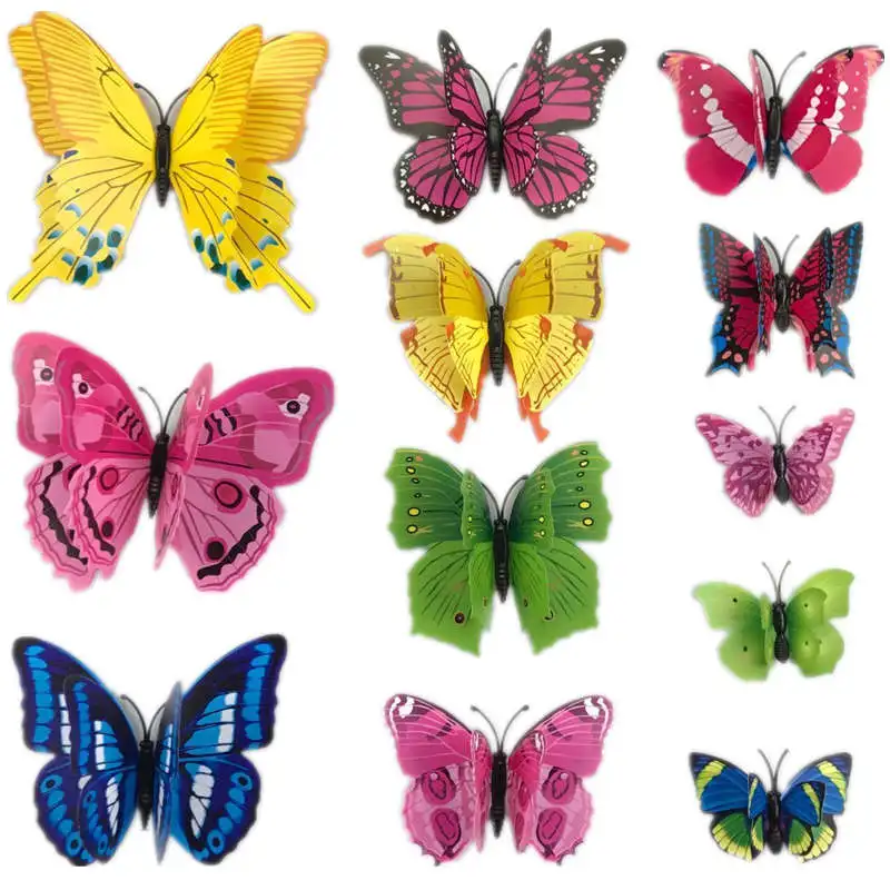 12pcs 3d PVC Wall Stickers Magnet Butterflies DIY Home Decor Poster Bar Bathroom Kitchen Accessories Gadgets Decoration | Дом и сад