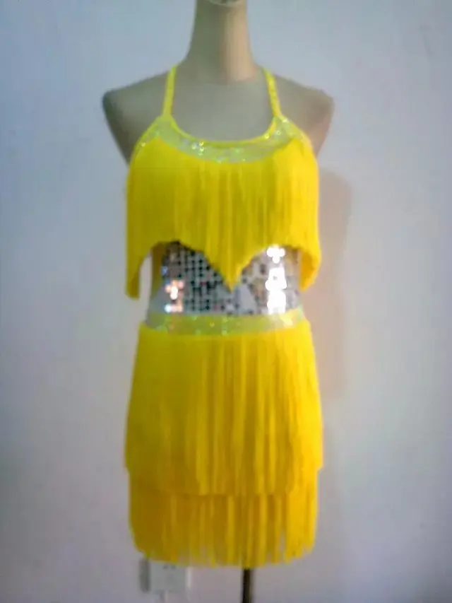 Женский костюм для латиноамериканских танцев, откровенное платье с блестками и кисточками для соревнований по Латиноамериканскому танцу