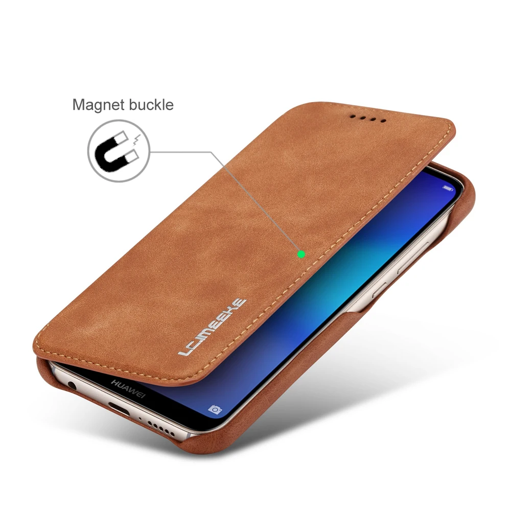 Кожаный флип чехол на магните для Huawei P20 Lite кошелек с отделением карт Pro Жесткий