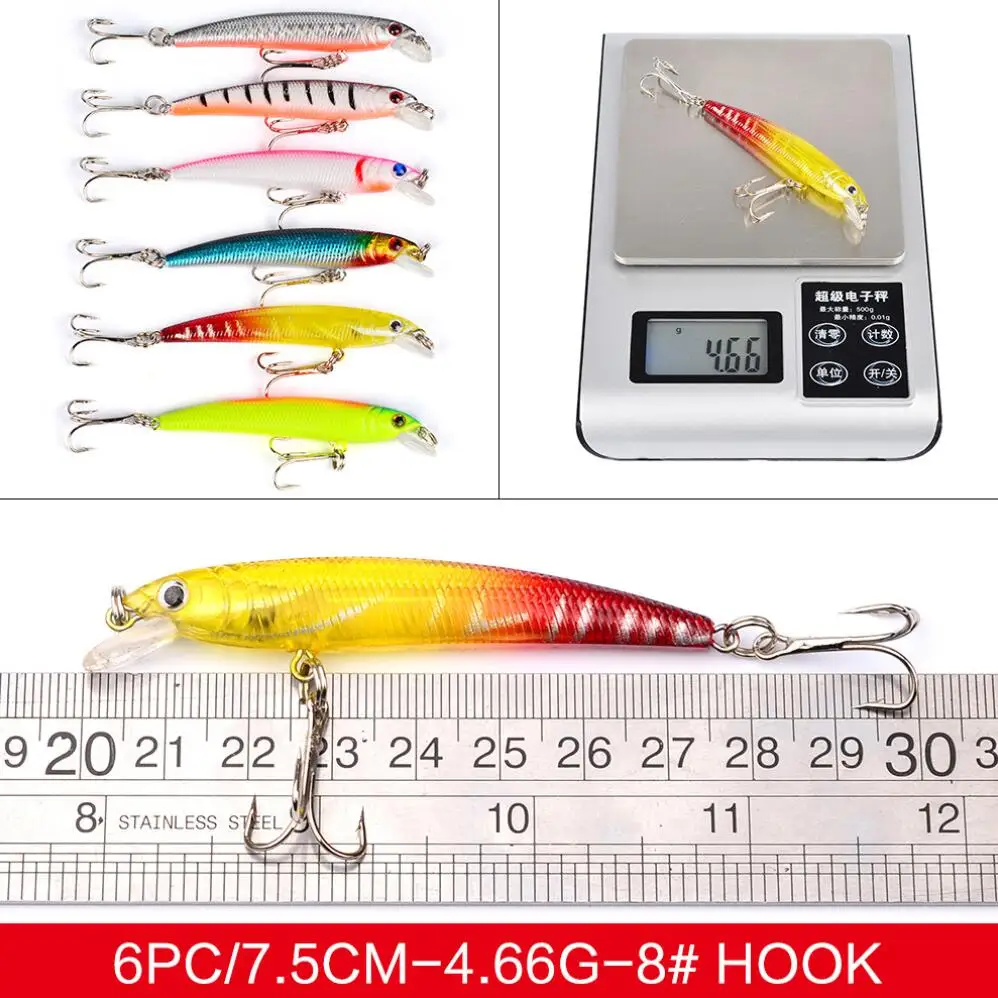 43 шт./лот Minnow рыболовные модели приманки Crankbait Спиннер воблеры Карп Рыболовный