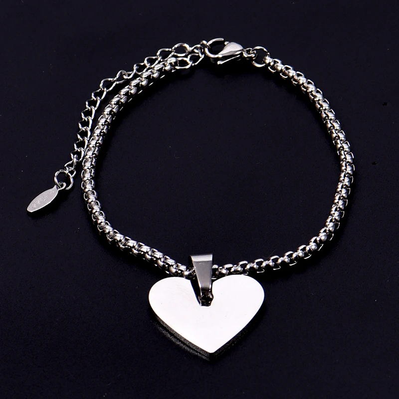 Браслет из нержавеющей стали с гравировкой сердца и именем ребенка табличка