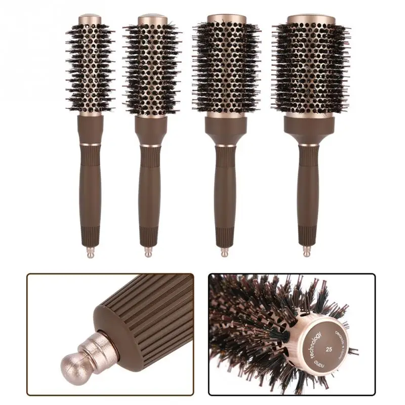 

Professional Salon Styling Hair Round Brush Hair Comb Hairdressing Curling Hair Comb For Barber Styling Iron Barrel Comb 4 Sizes