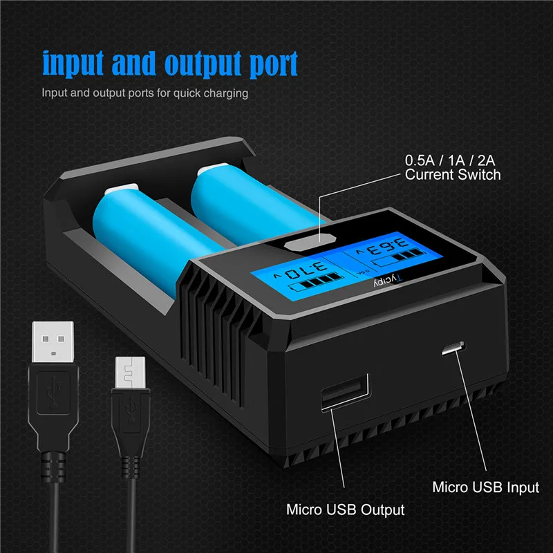 Tycipy USB порт двухканальный с ЖК-дисплеем умное зарядное устройство для 18650 18500 3 7 V AA