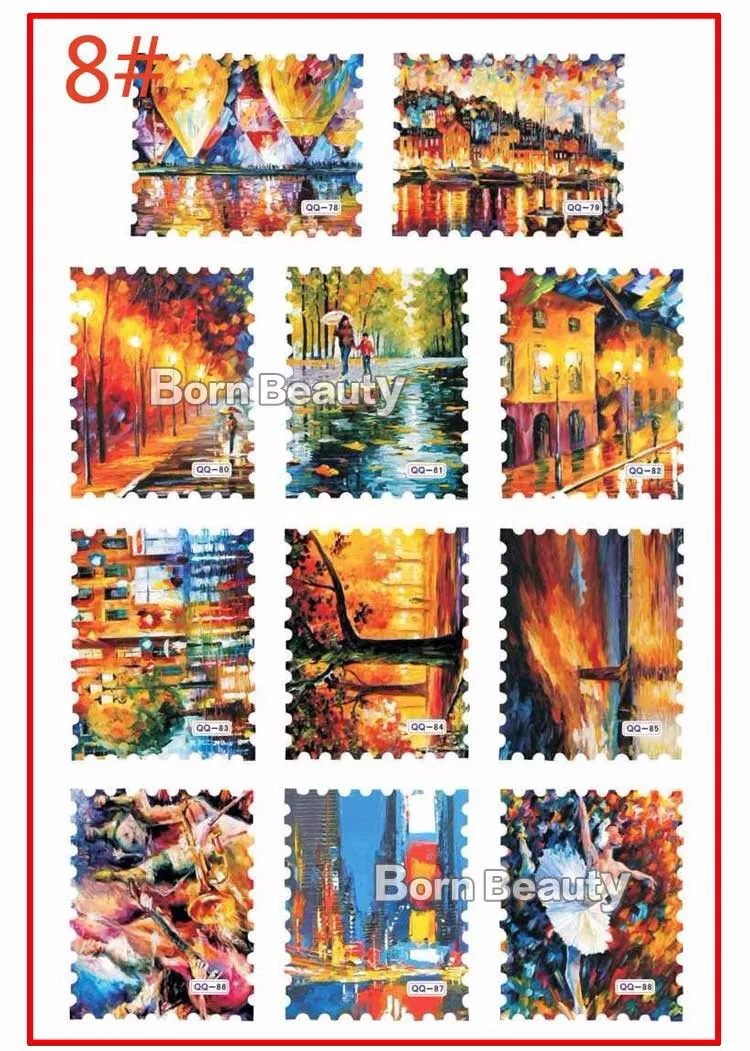 1sheet Hot Postage Stamp Water Transfer Nail Art Stickers Flowers Building Heart Design Decals Decoration Tools | Красота и здоровье
