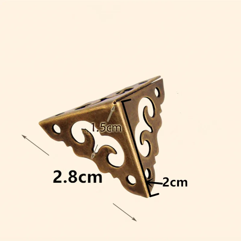 Hollow Brass Corner Luggage Case Wooden Box Mini Copper Corners Brackets Decor Cover Furniture Triangular Protector 2cm 20Pcs |