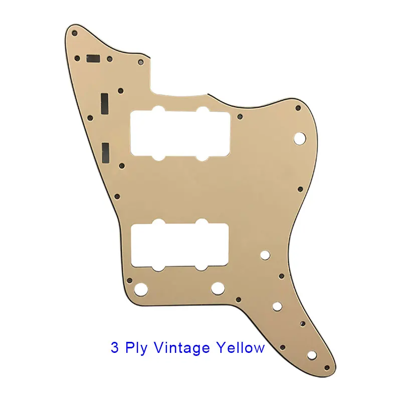Pleroo аксессуары для гитары pickguards костюм для fender US Jazzmaster гитара 13 отверстий царапина пластина лучшее качество для замены - Цвет: 3 ply vintage yellow