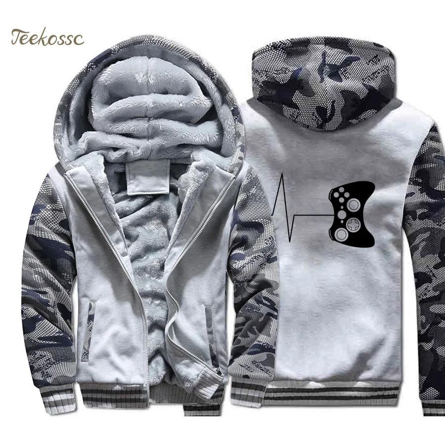 

Heartbeat Of Game Hoodie Men Funny Gaming Hooded Sweatshirts Coat 2020 Winter Fleece Thick Video Game Jacket Hip Hop Streetwear