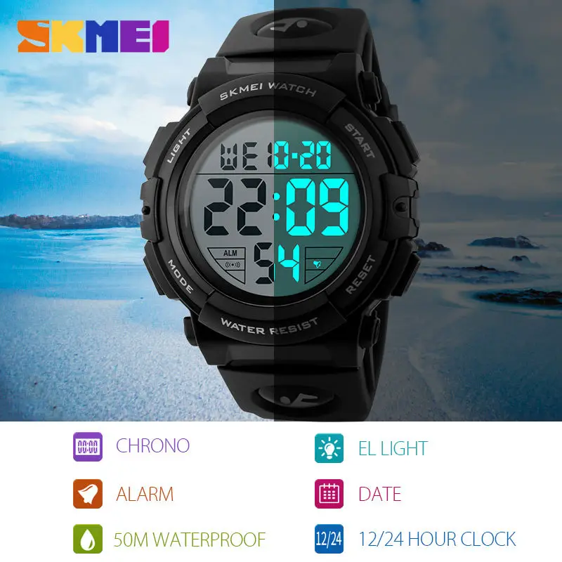 SKMEI Reloj Deportivo цифровые часы мужские спортивные уличные модные светодиодные